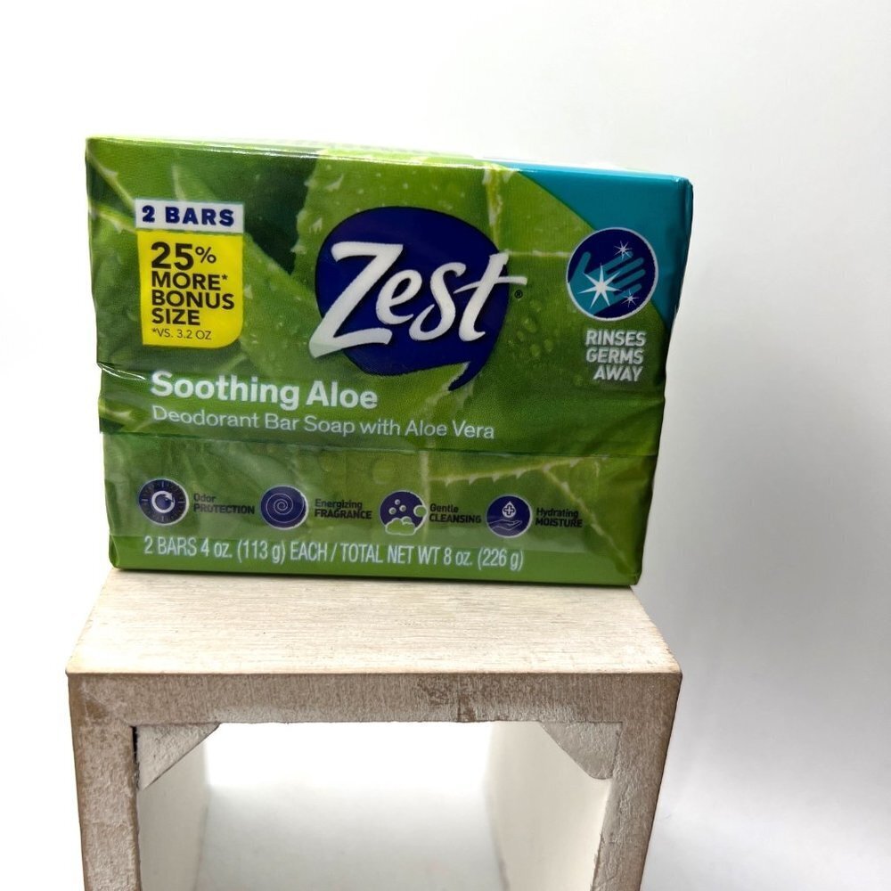 Zest Soothing Aloe Deodorant Bar Soap with Aloe Vera 2 bars each